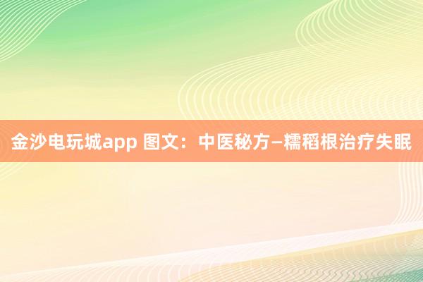 金沙电玩城app 图文：中医秘方—糯稻根治疗失眠