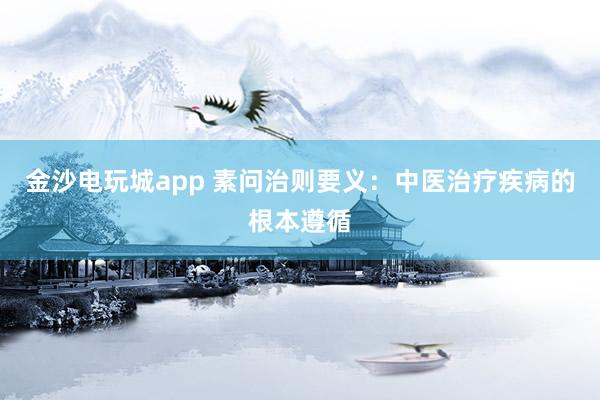 金沙电玩城app 素问治则要义：中医治疗疾病的根本遵循