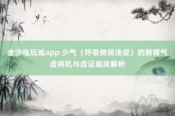 金沙电玩城app 少气（呼吸微弱浅促）的肺肾气虚病机与虚证临床解析