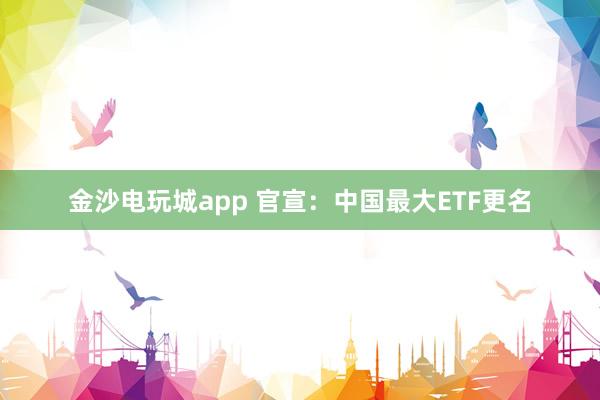 金沙电玩城app 官宣：中国最大ETF更名