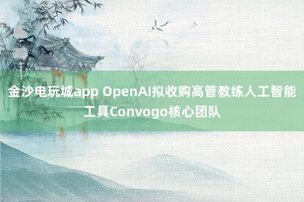 金沙电玩城app OpenAI拟收购高管教练人工智能工具Convogo核心团队