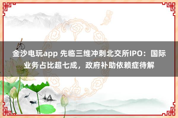 金沙电玩app 先临三维冲刺北交所IPO：国际业务占比超七成，政府补助依赖症待解