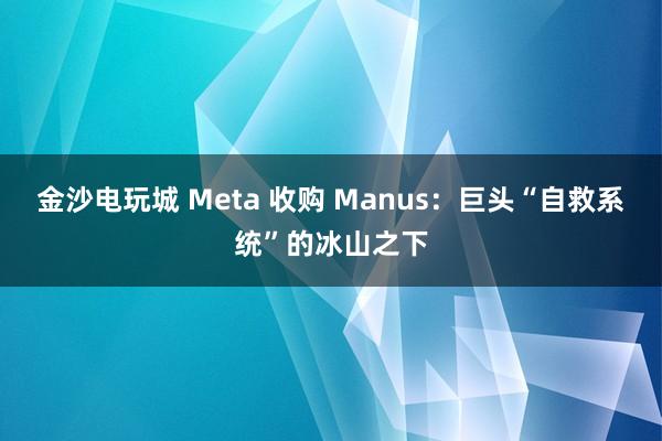 金沙电玩城 Meta 收购 Manus：巨头“自救系统”的冰山之下