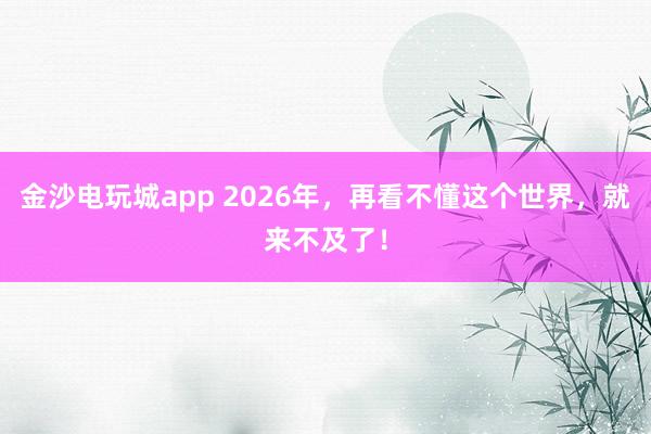 金沙电玩城app 2026年,再看不懂这个世界,就来不及了!