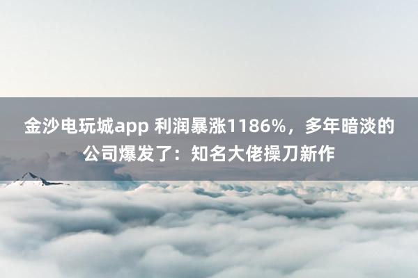 金沙电玩城app 利润暴涨1186%，多年暗淡的公司爆发了：知名大佬操刀新作