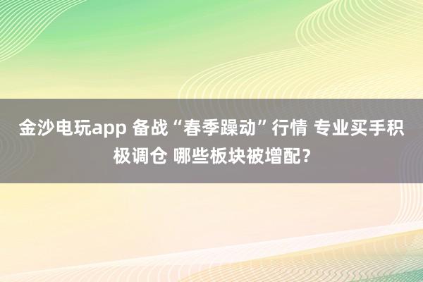 金沙电玩app 备战“春季躁动”行情 专业买手积极调仓 哪些板块被增配？