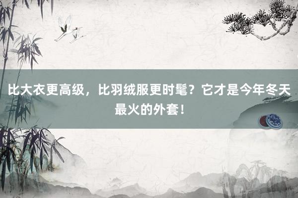 比大衣更高级，比羽绒服更时髦？它才是今年冬天最火的外套！