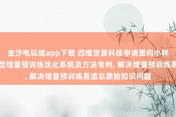 金沙电玩城app下载 四维世景科技申请面向小样本场景的遥感大模型增量预训练优化系统及方法专利, 解决增量预训练易遗忘原始知识问题