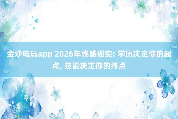 金沙电玩app 2026年残酷现实: 学历决定你的起点, 技能决定你的终点