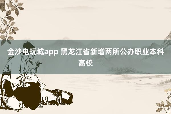 金沙电玩城app 黑龙江省新增两所公办职业本科高校