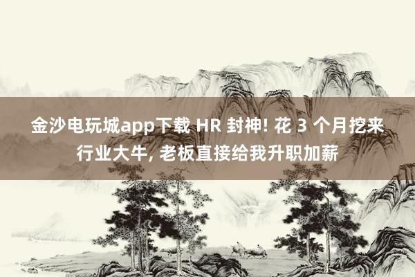 金沙电玩城app下载 HR 封神! 花 3 个月挖来行业大牛, 老板直接给我升职加薪