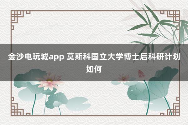 金沙电玩城app 莫斯科国立大学博士后科研计划如何