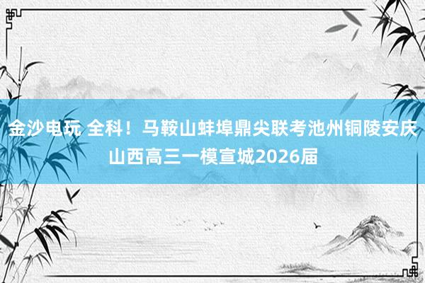 金沙电玩 全科！马鞍山蚌埠鼎尖联考池州铜陵安庆山西高三一模宣城2026届