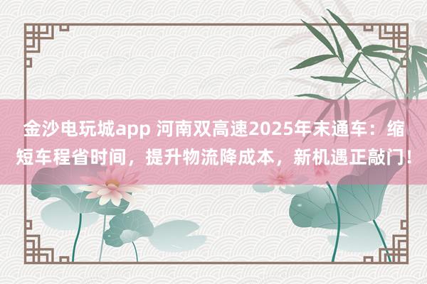 金沙电玩城app 河南双高速2025年末通车:缩短车程省时间,提升物流降成本,新机遇正敲门!