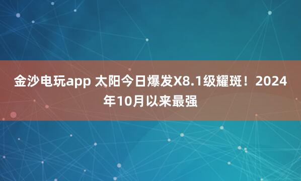 金沙电玩app 太阳今日爆发X8.1级耀斑!2024年10月以来最强