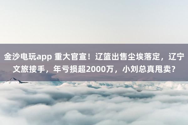 金沙电玩app 重大官宣！辽篮出售尘埃落定，辽宁文旅接手，年亏损超2000万，小刘总真甩卖？