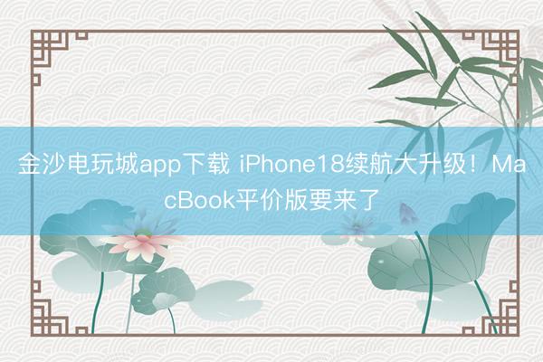 金沙电玩城app下载 iPhone18续航大升级!MacBook平价版要来了