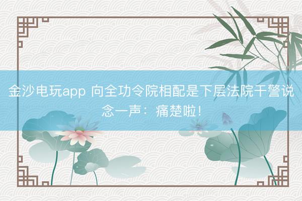 金沙电玩app 向全功令院相配是下层法院干警说念一声:痛楚啦!