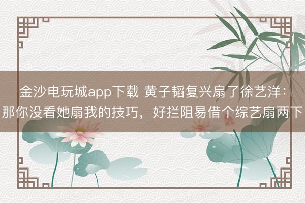 金沙电玩城app下载 黄子韬复兴扇了徐艺洋：那你没看她扇我的技巧，好拦阻易借个综艺扇两下
