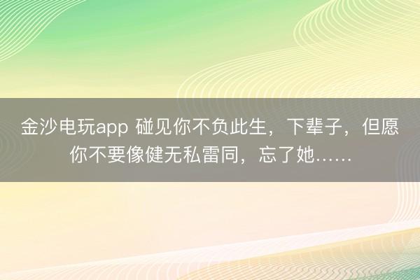 金沙电玩app 碰见你不负此生，下辈子，但愿你不要像健无私雷同，忘了她……