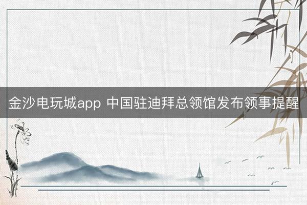 金沙电玩城app 中国驻迪拜总领馆发布领事提醒