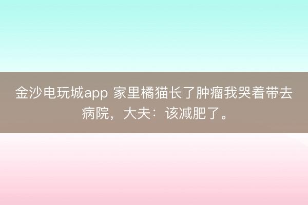 金沙电玩城app 家里橘猫长了肿瘤我哭着带去病院，大夫：该减肥了。