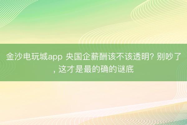 金沙电玩城app 央国企薪酬该不该透明? 别吵了， 这才是最的确的谜底